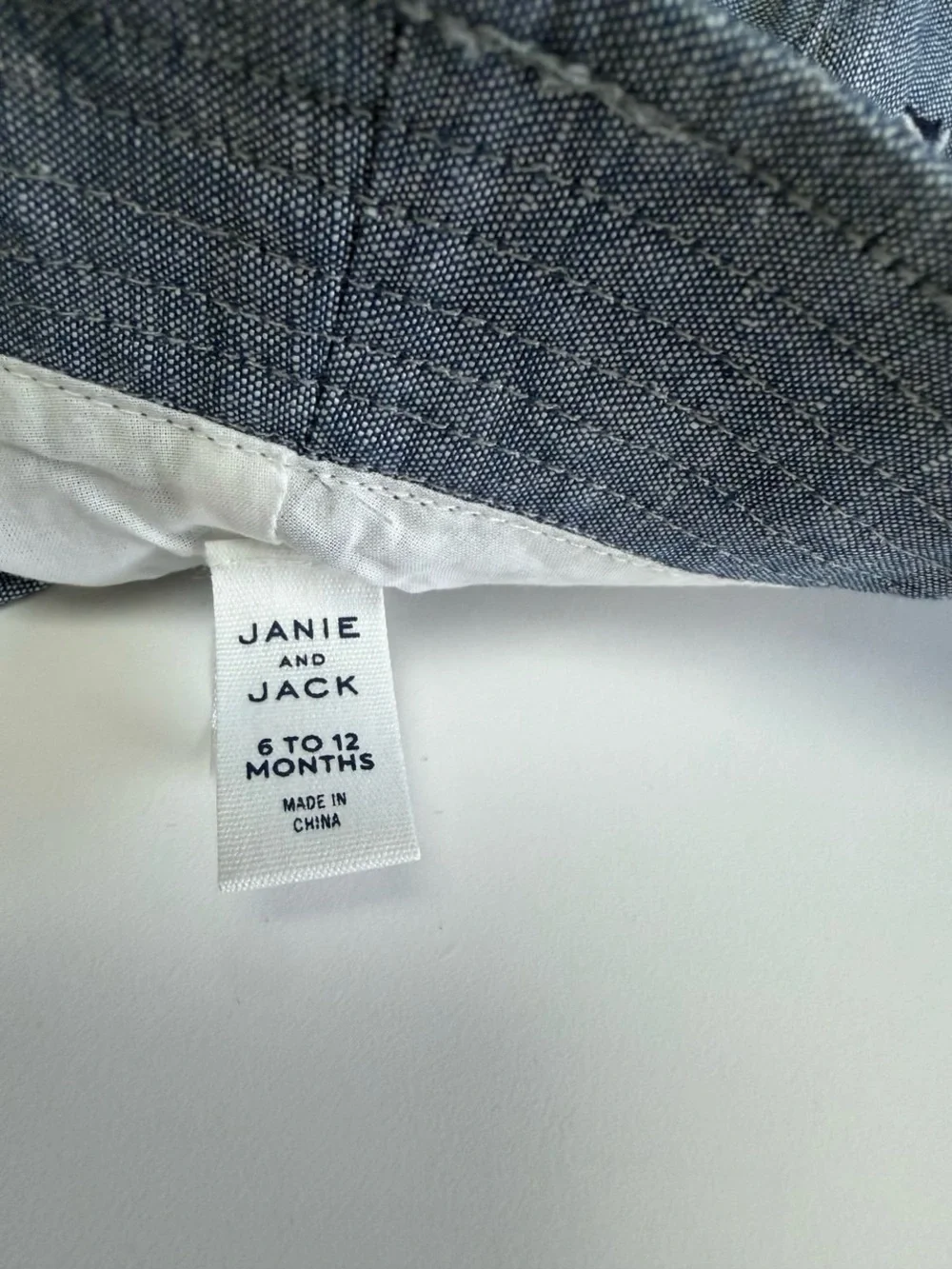 Janie - Jack Chambray Baby Bucket Hat Embroidered Sails Ships 6-12mo New